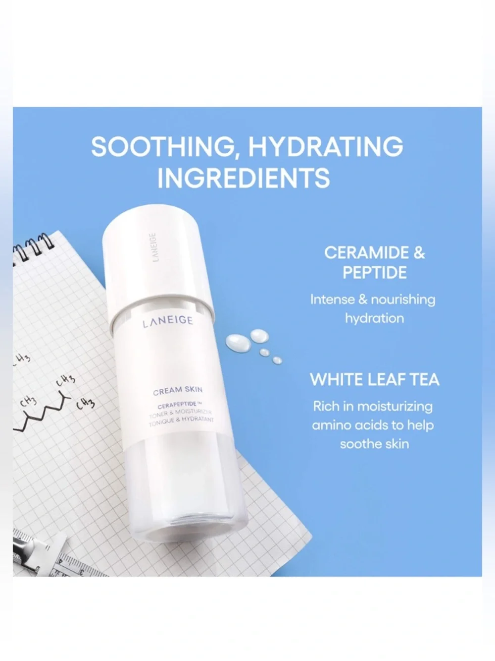 LANEIGE Cream Skin CeraPeptide Mist – light gray and navy text - Picture 8 of 10